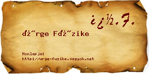 Ürge Füzike névjegykártya